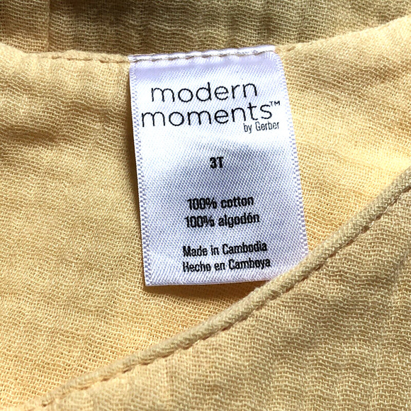 Yellow Modern Moments by Gerber Baby Girl Romper 3T Cotton New Overalls - Picture 7 of 11